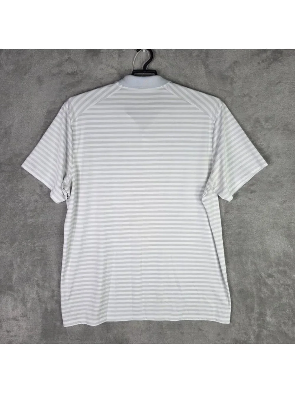 Mens Nike Golf Gray & White Striped Dri Fit Polo Shirt Short Sleeve Size XXL